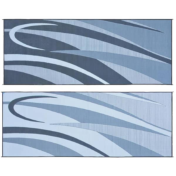 Ming's Mark 8 ft. x 20 ft. Graphic Black/Silver Reversible Mat