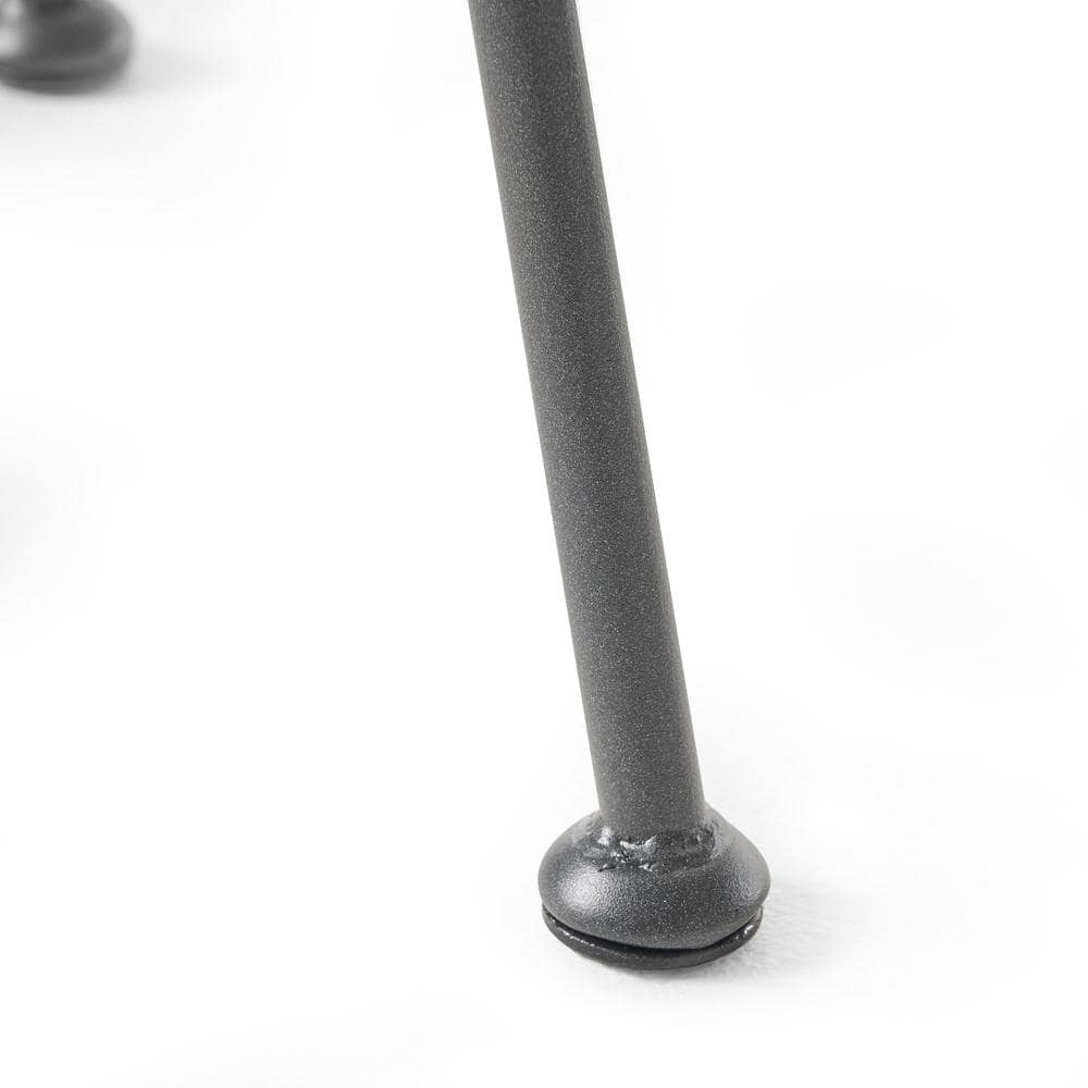 Gray and Black Round Faux Rattan Outdoor Side Table with Tempered Glass Top