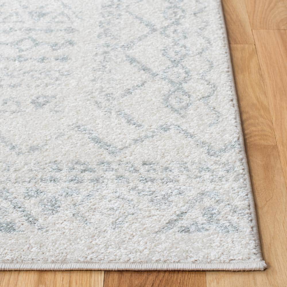 Gray Geometric 6' x 9' Hand-Knotted Synthetic Area Rug