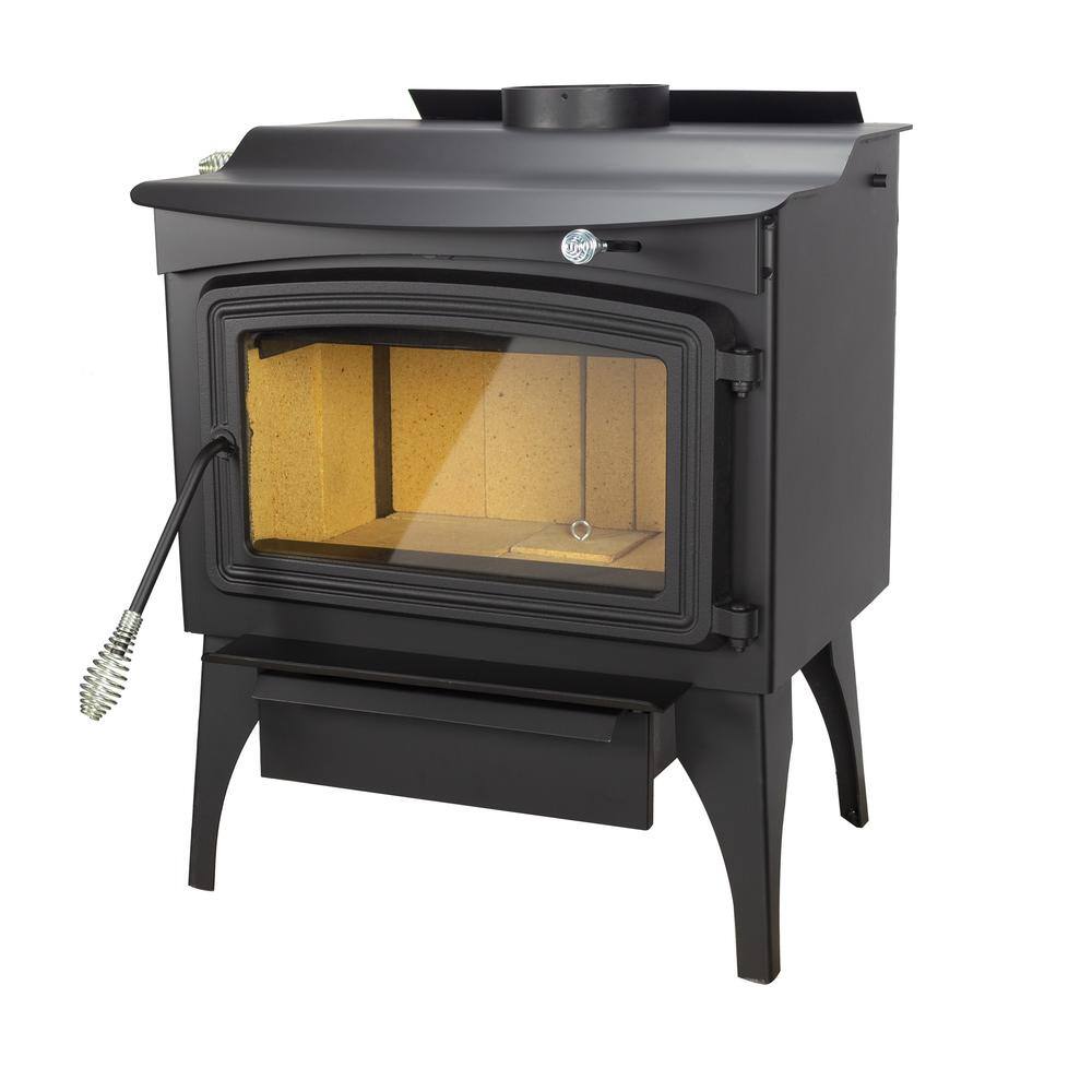 Pleasant Hearth Black Cast Iron Wood Burning Stove with Blower