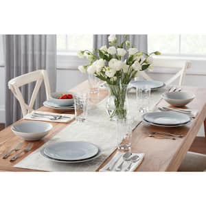 Ellery 16-Piece Reactive Glaze Raindrop Blue Stoneware Dinnerware Set (Service for 4)