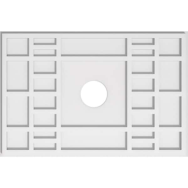 Ekena Millwork 28 in. W x 18-5/8 in. H x 4 in. ID x 1 in. P Beaux Architectural Grade PVC Contemporary Ceiling Medallion