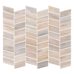 Weekender Beige/Cream 10.125 in. x 12.125 in. Chevron Polished Marble Wall and Floor Mosaic Tile (8.52 sq. ft./Case)