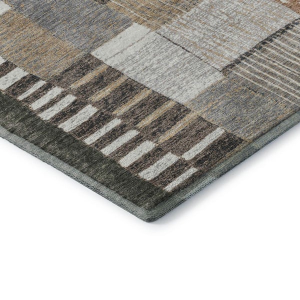 Mayfield Premium Machine Washable Abstract AMF1960 Brown 3 ft. x 5 ft. Area Rug