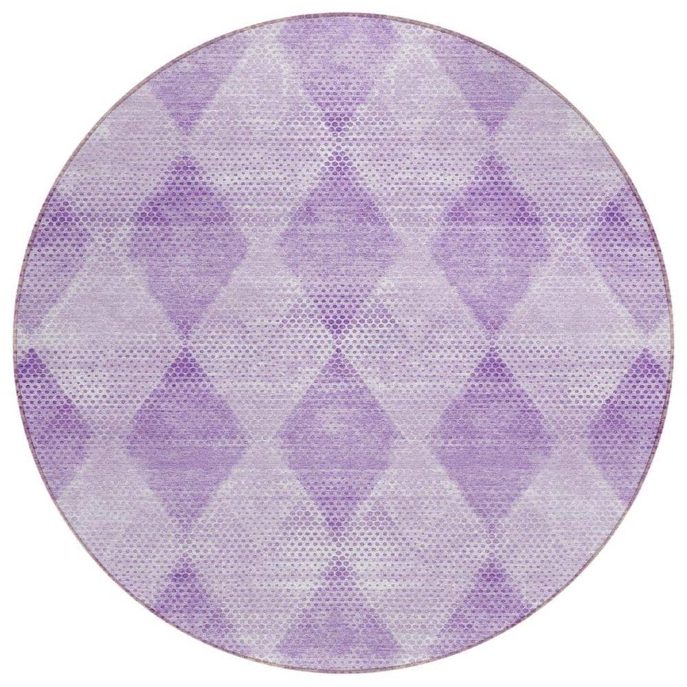 Lavender 8 ft. Round Woven Geometric Round Indoor/Outdoor Area Rug price history on PriceWatchPro