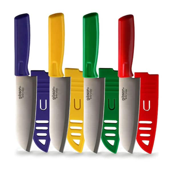 Grantville 6in Stainless Steel Santoku 4 assorted colors handles - Set of 4