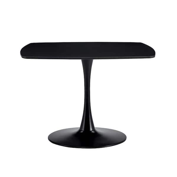 Tenleaf Black Wood 28.7 in. H Outdoor Coffee Table with Round Table Top for 4-6 people