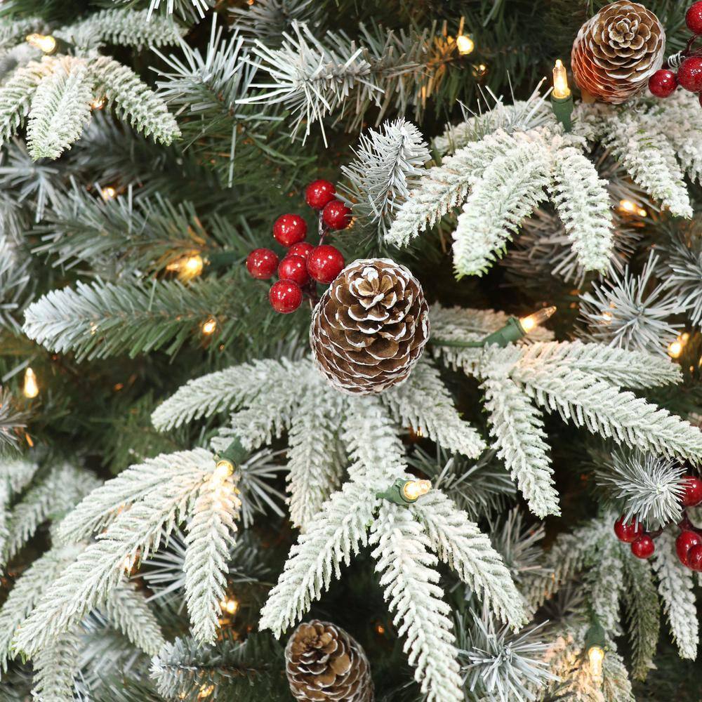 4.5 ft Pre-Lit White Flocked Fir Christmas Tree with Lights