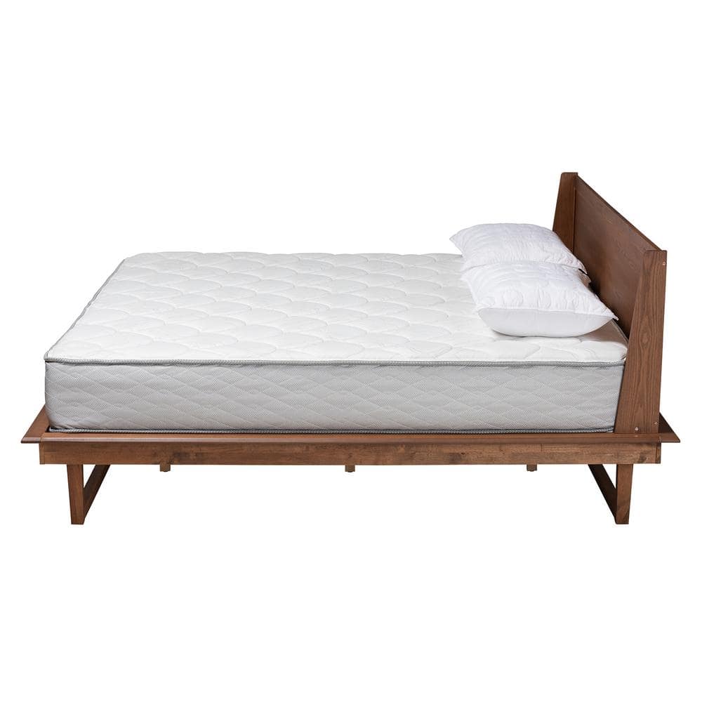 Macayle Walnut Wood Queen Platform Bed with Headboard