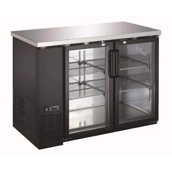48.8 in. W 11.8 cu. ft. Commercial Back Bar Refrigerator with Glass Door in Black