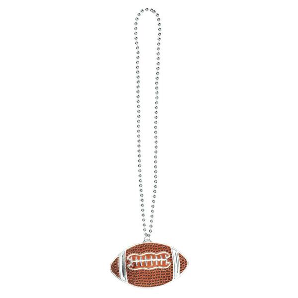 Amscan Football Brown Plastic Pendant Necklace (4-Pack)