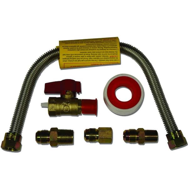 Unbranded 18 in. Universal Gas Appliance Hook-up Kit GLS200-18TF-Stainless Steel Flexible Gas Connector with Brass Shut-Off Valve