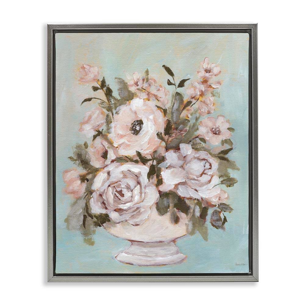 Sophisticated Flower Bouquet by Amanda Hilburn Gray Floater Frame Nature Graphic Art Print 31 in. x 25 in. price history on PriceWatchPro