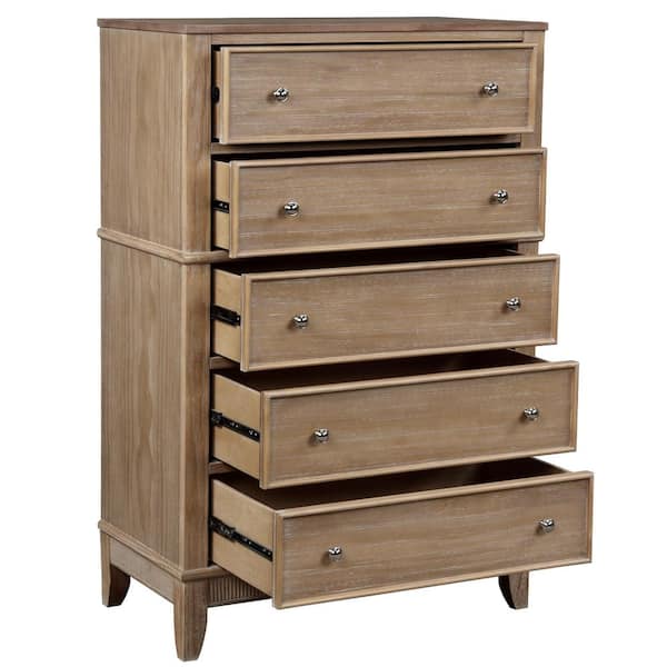 Donason Natural 5-Drawer Chest of-Drawers (17.30 in. W x 46 in. H x 29 in. D)