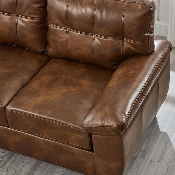 Noble House Xerlin Modern 59 in. Pillow Top Arm PU Faux Leather