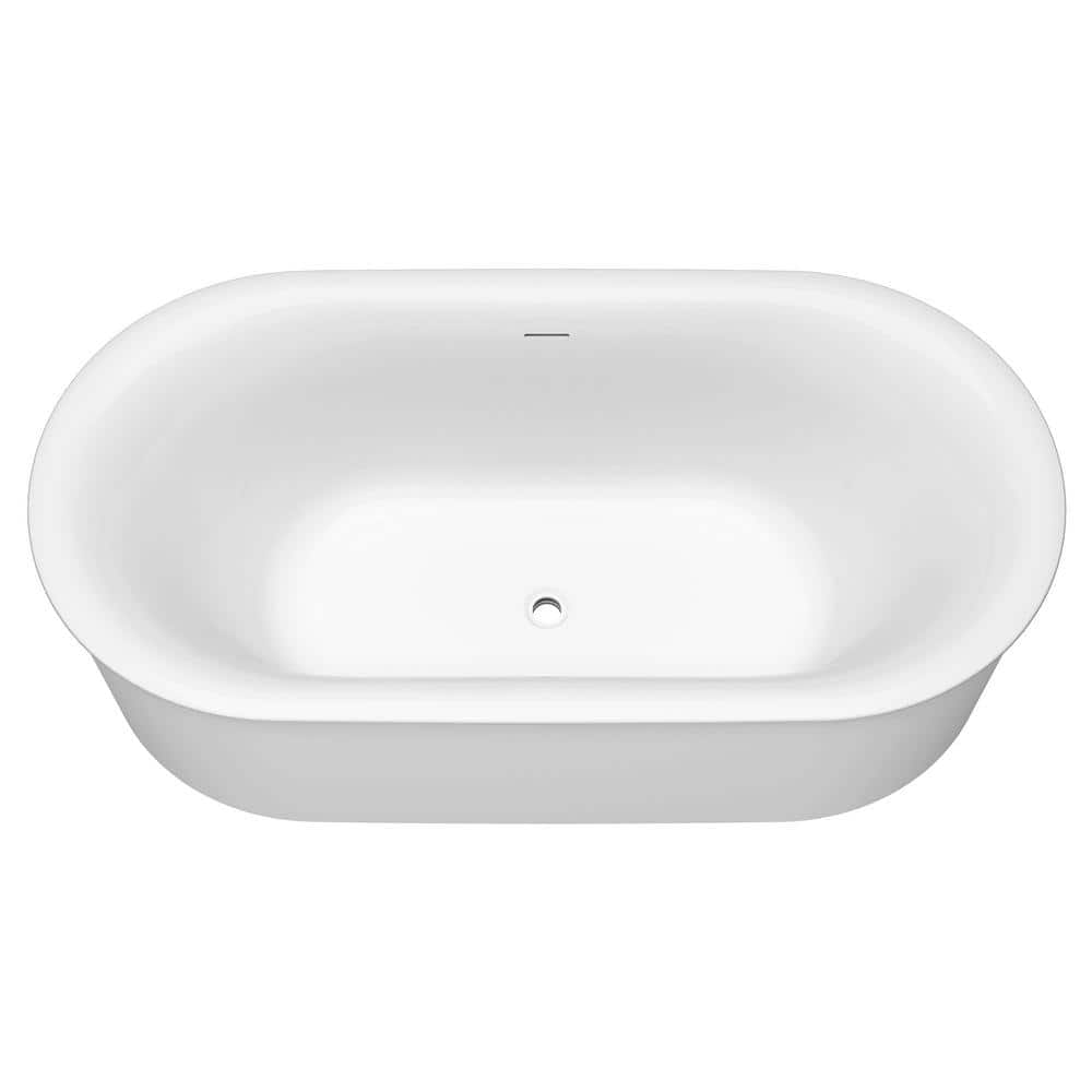 68'' White Freestanding Acrylic Soaking Bathtub
