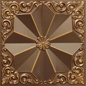 Falkirk Perth Antique Gold 2 ft. x 2 ft. Decorative Rustic Glue Up or Lay In Ceiling Tile (100 sq. ft./case)