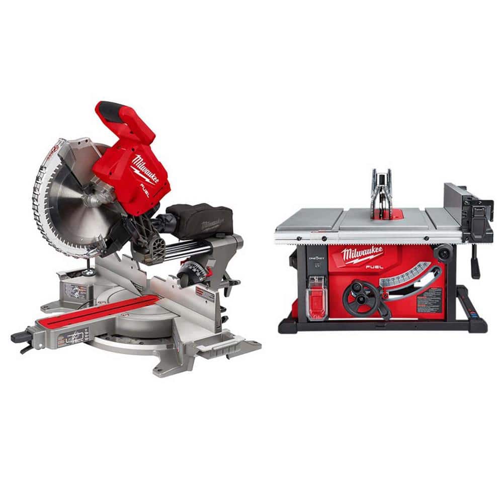 Milwaukee M18 FUEL 18V Lithium-Ion Brushless 12 in. Cordless Dual Bevel Sliding Compound Miter Saw with 8-1/4 in. Table Saw -  2739-20-2736-20
