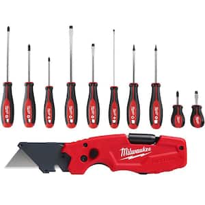 Screwdriver Set with FASTBACK 6-in-1 Folding Utility Knife and General Purpose Blade (11-Piece)