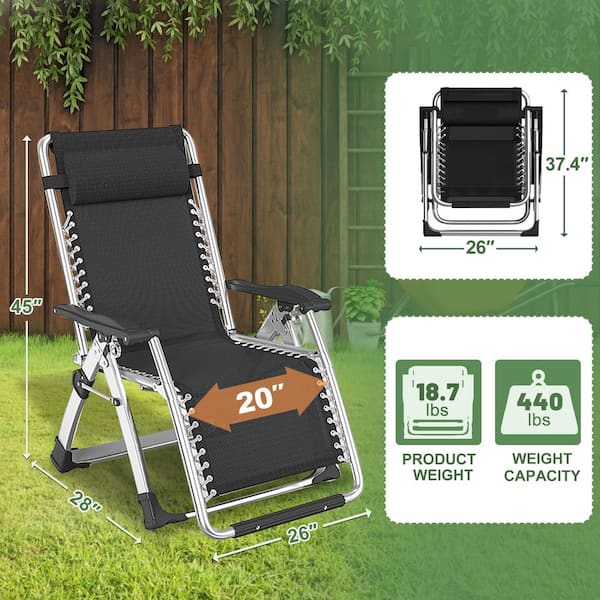 BOZTIY Folding Zero Gravity Metal Frame Recliner Outdoor Lounge Chair With  Side Tray, Adjustable Headrest, Blue Cushion K16ZDY-15HD01 - The Home Depot