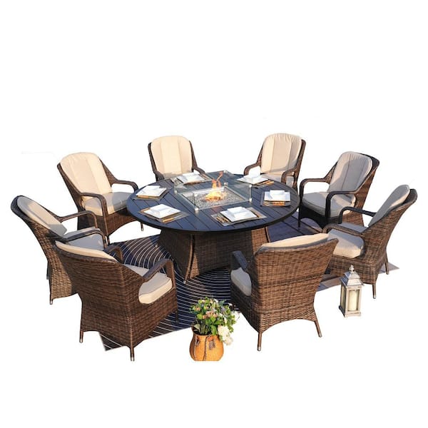 Moda Furnishings Copper Coins Brown 9, Round Copper Table Set