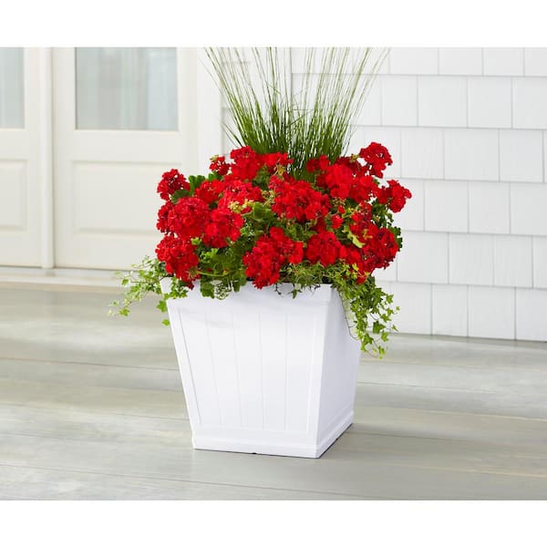 Eden Large White Resin Lightweight Square Planter (20 in. L x 20 in. W x 20 in. H) 2 Pack