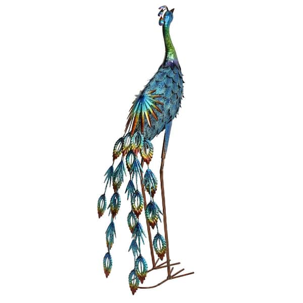 Winado Standing Metal Garden Peacock Statue