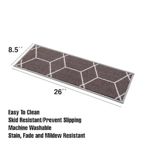 Hex agon Dark Gray 8.5 in. x 26 in. Polyamide Stair Tread Cover (Set of 13)