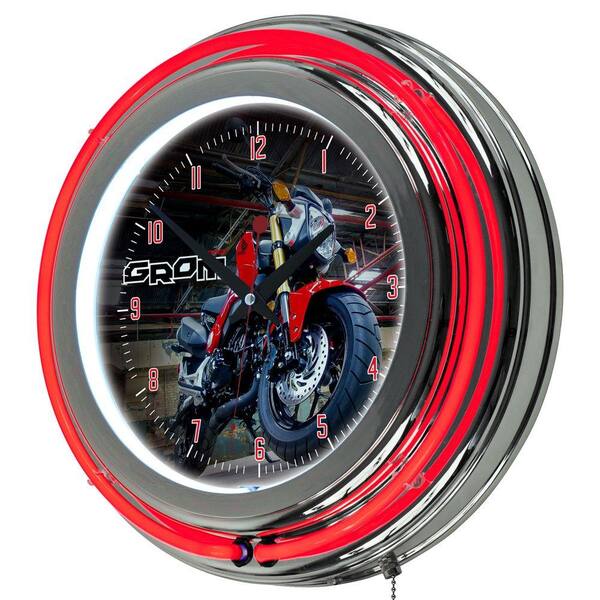 Trademark 3 in. x 14 in. Honda Grom Chrome Double Ring Neon Clock