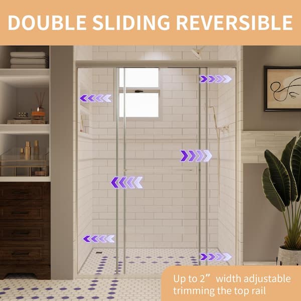 50-54 in. W x 72 in. H Sliding Framed Shower Door in Brushed Nickel with 1/4 in. (6 mm) Tempered Clear Glass