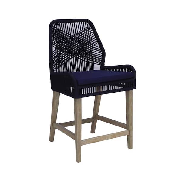 Coaster Nakia 25.5 in. H Dark Blue Wood Frame Counter Height Stools (Set of 2)