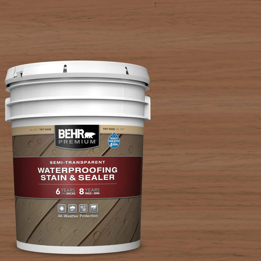 Behr Premium 5 Gal St 152 Red Cedar Semi Transparent Waterproofing Exterior Wood Stain And Sealer 507705 The Home Depot