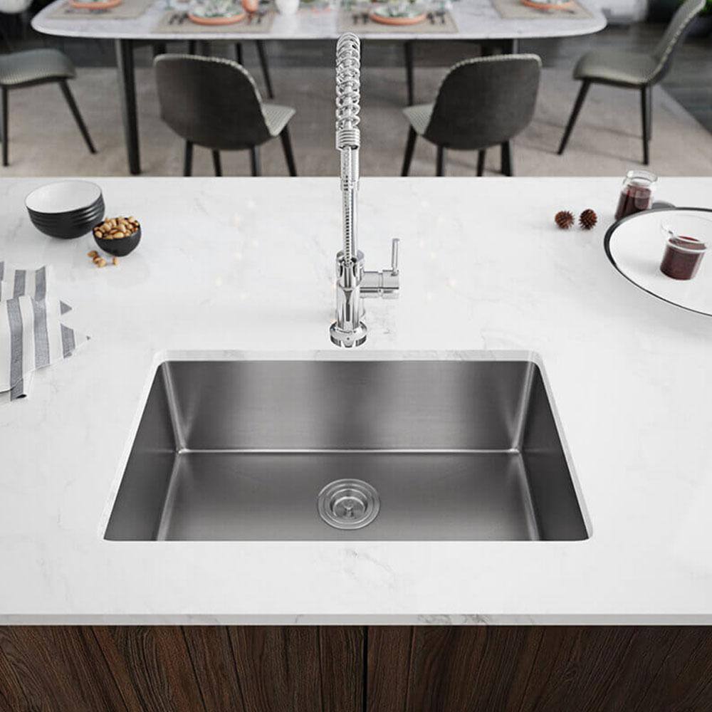 Rene Undermount Stainless Steel 28-1/8 in. Single Basin Kitchen Sink ...