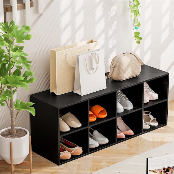 Costway 16 in. H x 40 in. W Black Composite Shoe Storage Bench