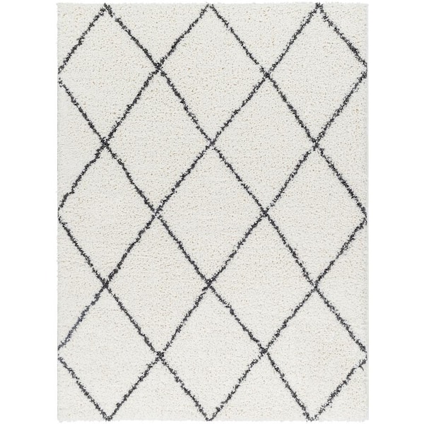 Livabliss Birmingham Cream/Charcoal 7 ft. x 9 ft. Moroccan Indoor Area Rug
