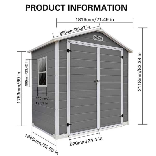 Zeus & Ruta 6 ft. W x 4 ft. Gray Outdoor Plastic Resin Storage