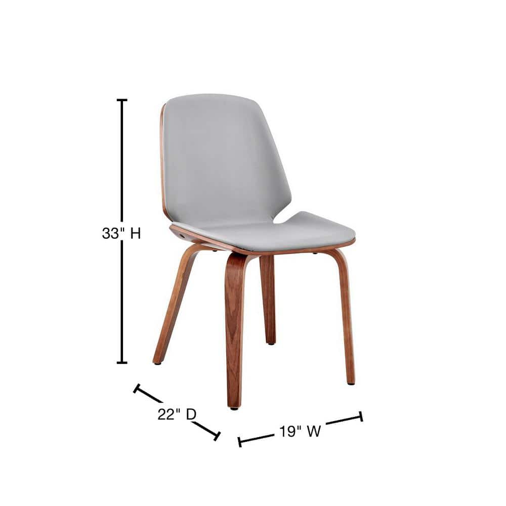 Gray Faux Leather & Walnut Wood Upholstered Side Chair