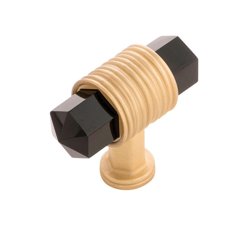 Chrysalis Collection Knob 1.88 Inch x 0.75 Inch Brushed Golden Brass with Opaque Black Glass T-Shaped Cabinet Knob price history on PriceWatchPro