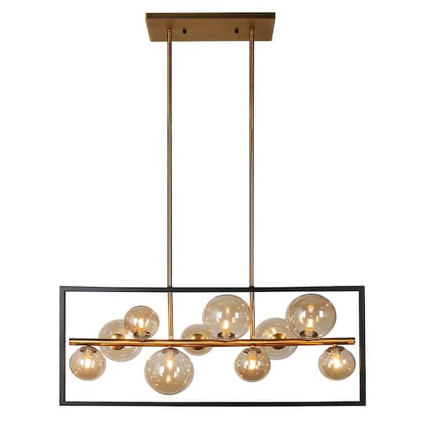 Dainolite Glasgow 10 -Light Matte Black/Vintage Bronze LED Pendant with Clear Glass Shade