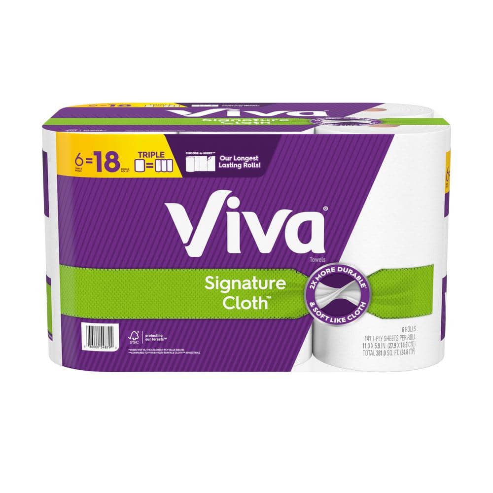 VIVA! Signature Cloth Paper Towel Roll (6-Pack - 141-Sheets Per Roll-2 pack)
