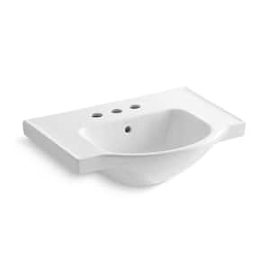Veer 24 in. Vitreous China Pedestal Sink Basin in White