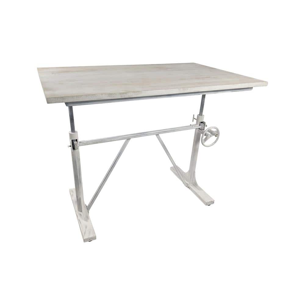 Whitewash Mango Wood Adjustable Height Standing Desk