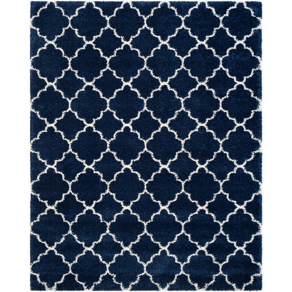Hudson Shag Navy/Ivory 8 ft. x 10 ft. Geometric Quatrefoil Area Rug price history on PriceWatchPro