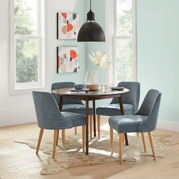 Benfield Charleston Blue Upholstered Dining Chair with Natural Wood Legs (Set of 2)