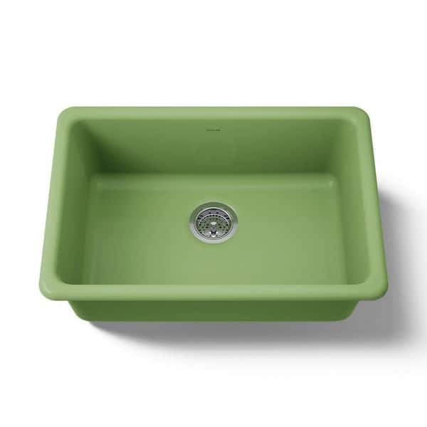 KOHLER Iron/Tones 27 in. Drop-in Single Bowl Fresh Green Cast Iron