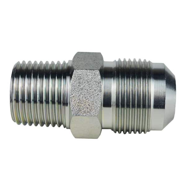 Steel Gas Fitting, 5/8 in. OD Flare (15/16-16 Thread) x 1/2 in. MIP (Tapped 3/8 in. FIP) G01210