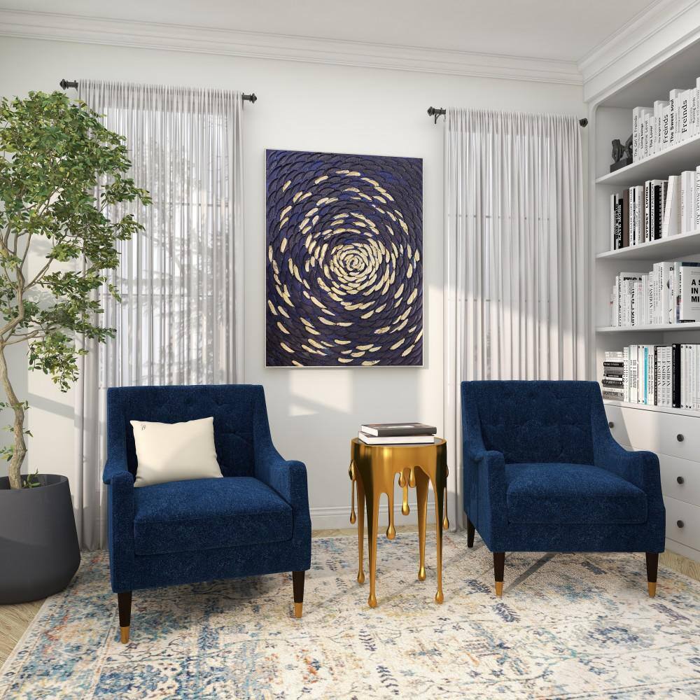 Gold Drip Round Aluminum Accent Table with Glass Top