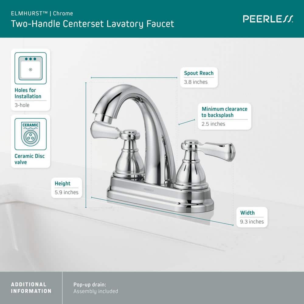Elmhurst Traditional Chrome 2-Handle Centerset Bathroom Faucet
