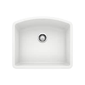 DIAMOND 24 in. Undermount Single Bowl White Granite Composite Kitchen Sink