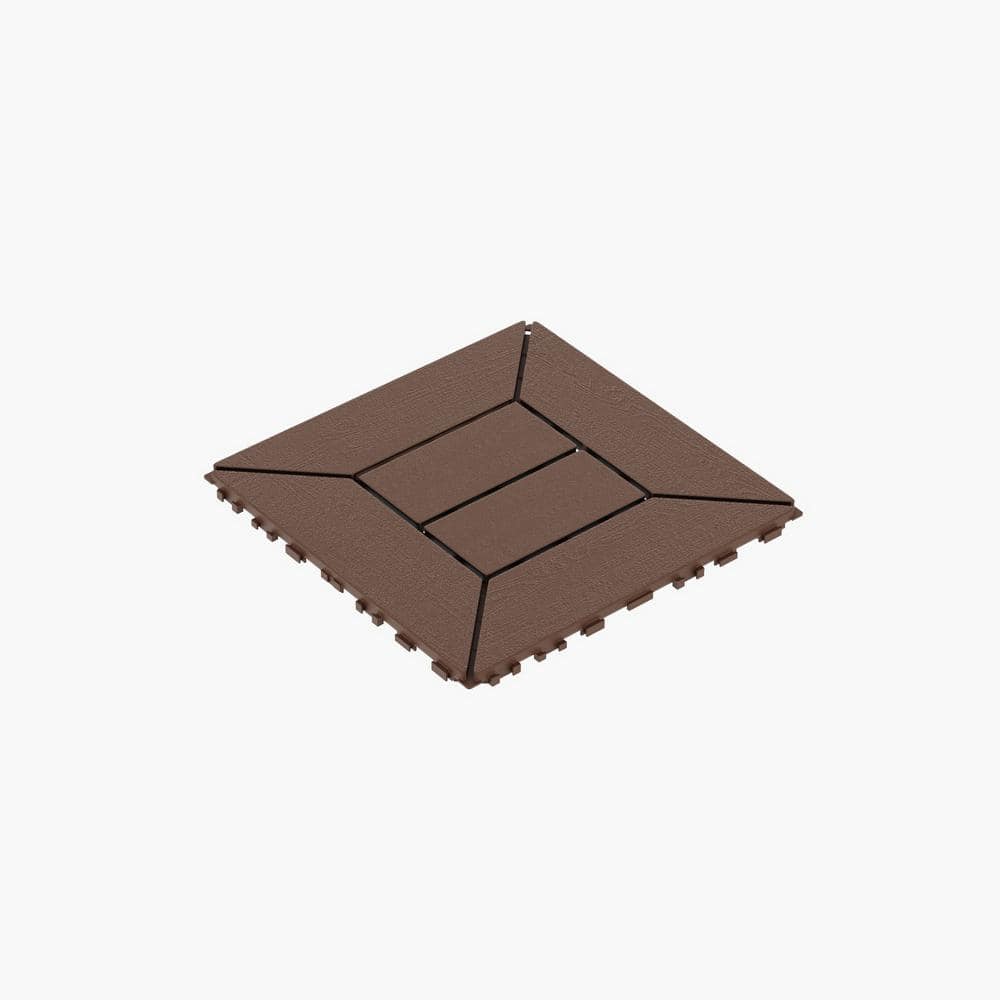 12 in. W x 12 in. L Outdoor New Checker Pattern Composite Interlocking Flooring Deck Tiles (Pack of 44 Tiles) in Brown price history on PriceWatchPro
